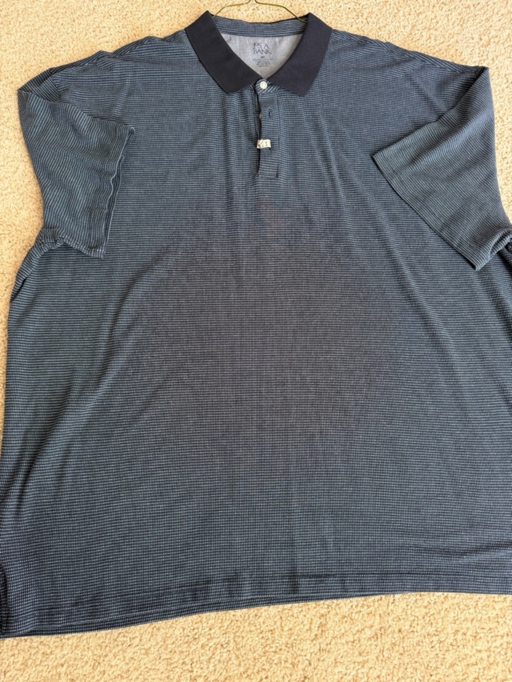 Jos A Bank Navy Patterned Polo with Ribbed Collar - Picture 2 of 4